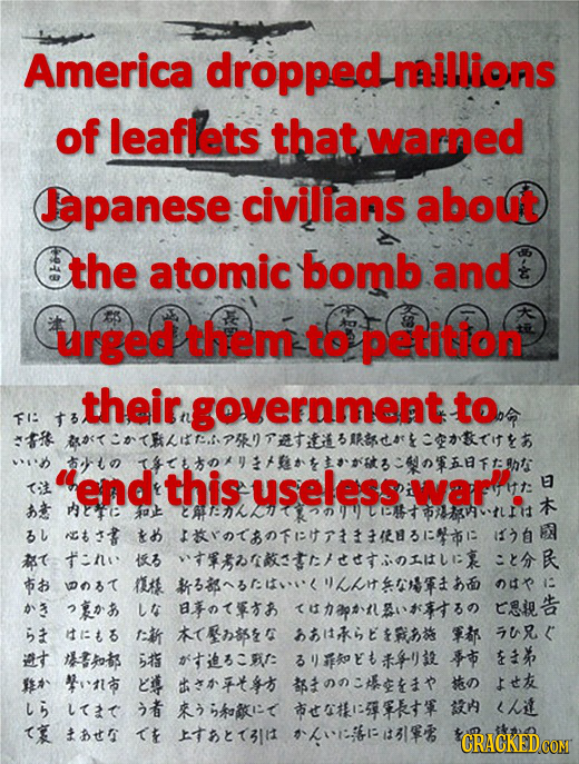 Americans dropped leaflets to try to save Japanese