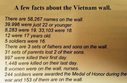 Military facts about Vietnam wall