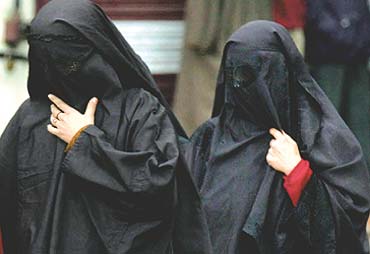 Muslim women in burqa