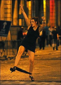 Drunken woman on the streets of Cardiff