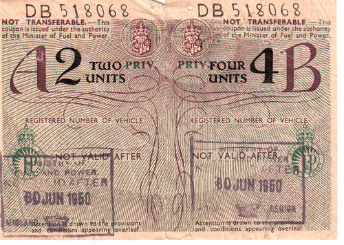 British rationing coupon from 1950