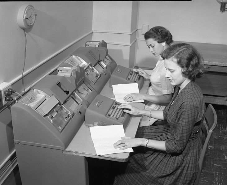 Keypunching computer data in the 1950s