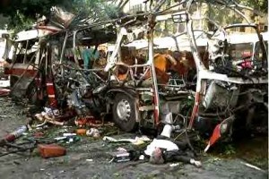 A civilian bus after a Palestinian homicide attack