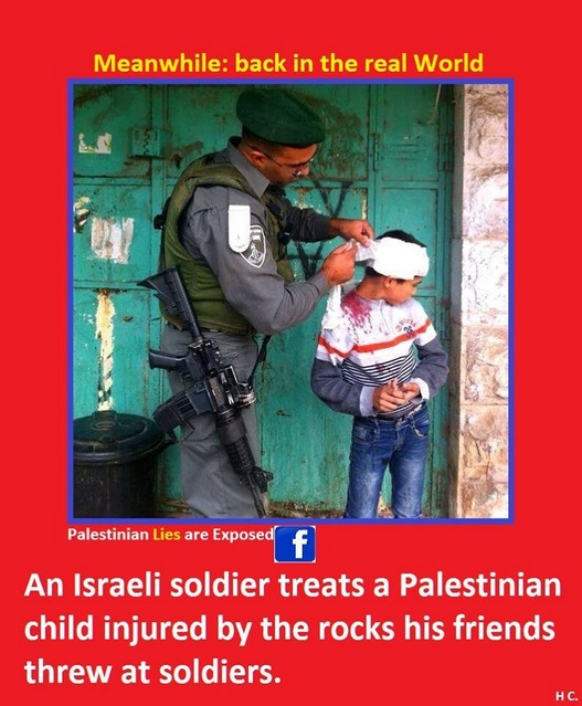 IDF soldier bandages Palestinian boy