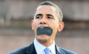 Obama mouth taped shut