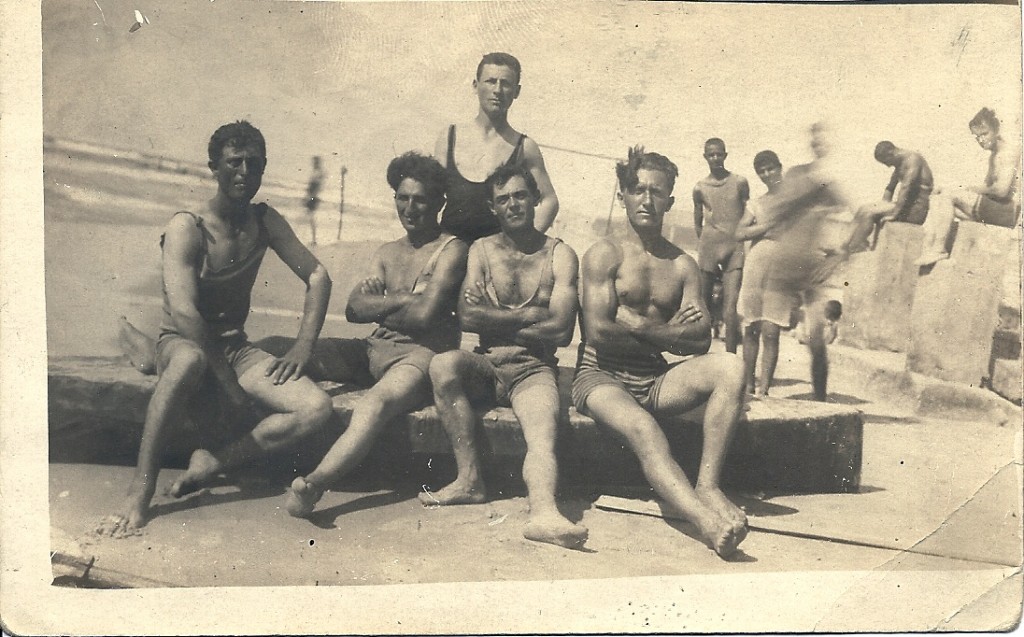 Construction workers enjoying a day at the beach, Tel Aviv, 1920s