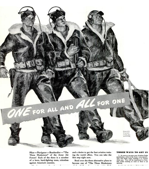 The crew of the Enola Gay viewed themselves as the "Three Musketeers" -- the pilot, the bombardier, and the navigator.