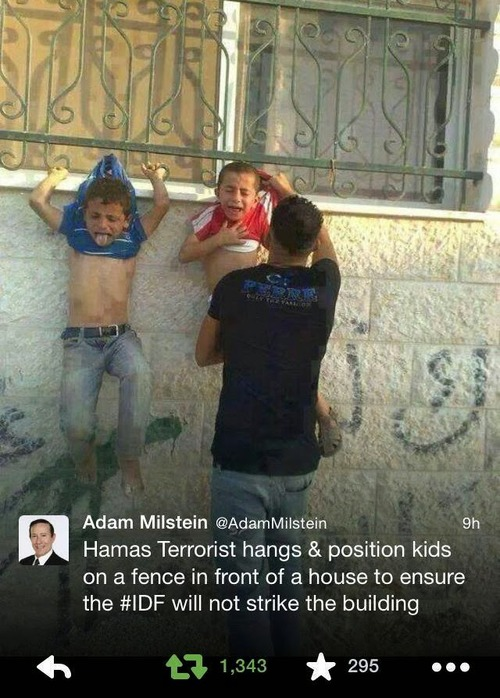 Hanging up Palestinian children