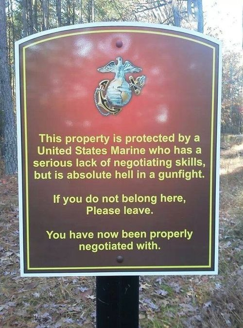 Marine negotiating warning