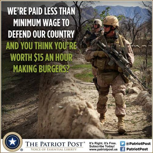 Minimum wage and our troops