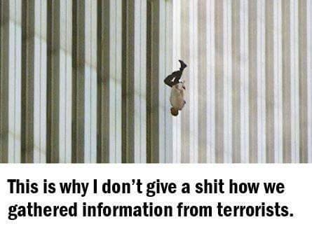 Man falling from Twin Towers explains why we aren't hostile to limited torture