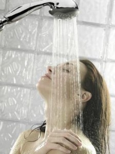 Person taking shower