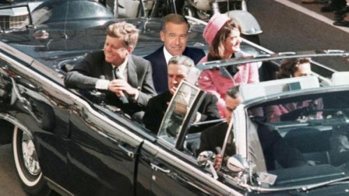 Brian Williams with Kennedy at Dallas