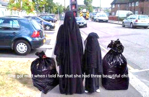 Burqa and garbage bags