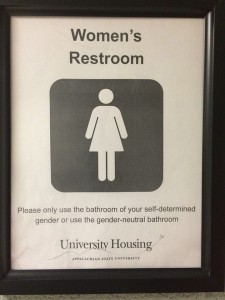 Restroom sign Appalachian State University