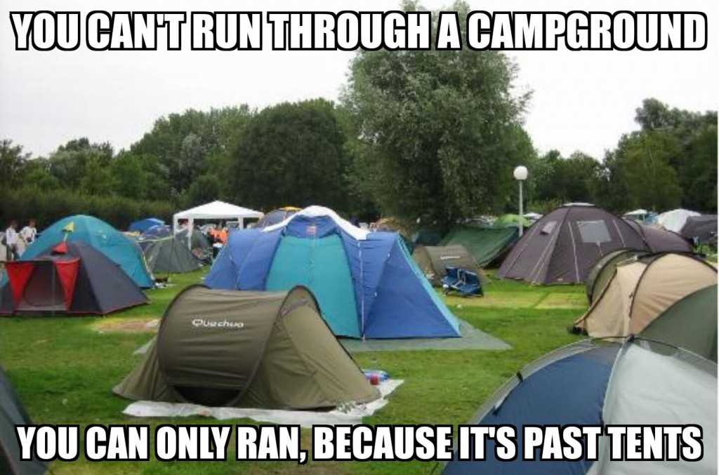 Run past tents