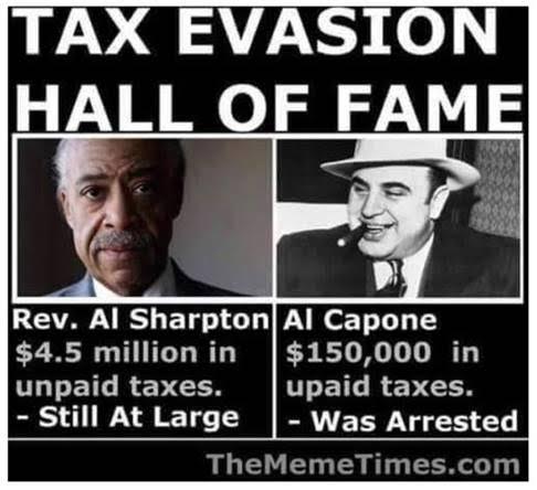 Tax evasion Hall of Fame Sharpton and Capone