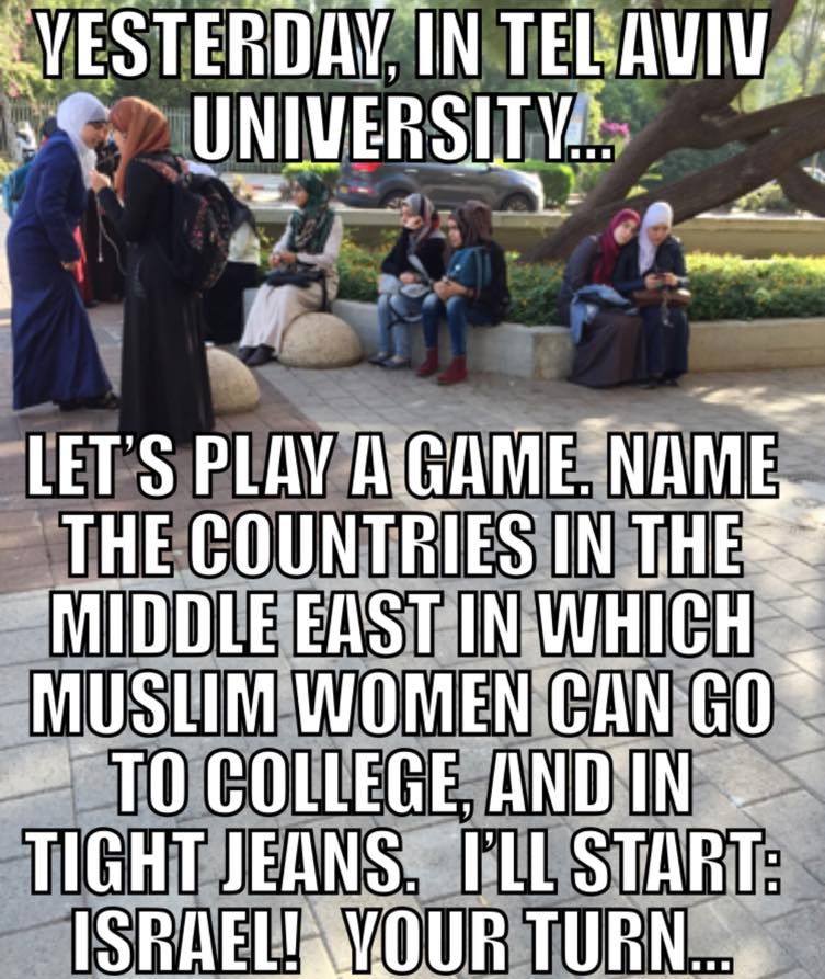 Middle Eastern country where women go to college in jeans