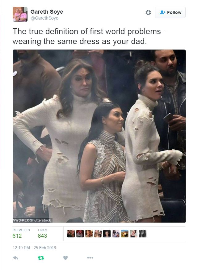 1st world problem Jenner wearing same dress as dad