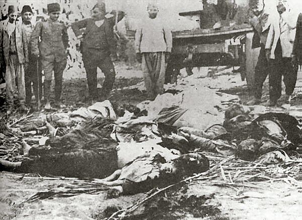 Bodies of unarmed Armenian citizens slaughtered by Turks
