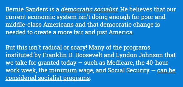 Bernie is a democratic socialist