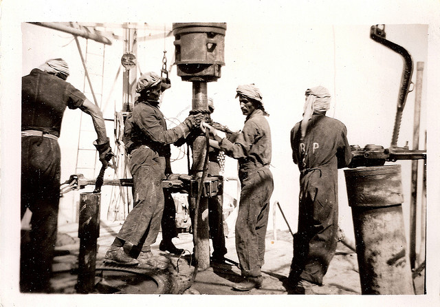 Drilling for oil in 1950s Kuwait.