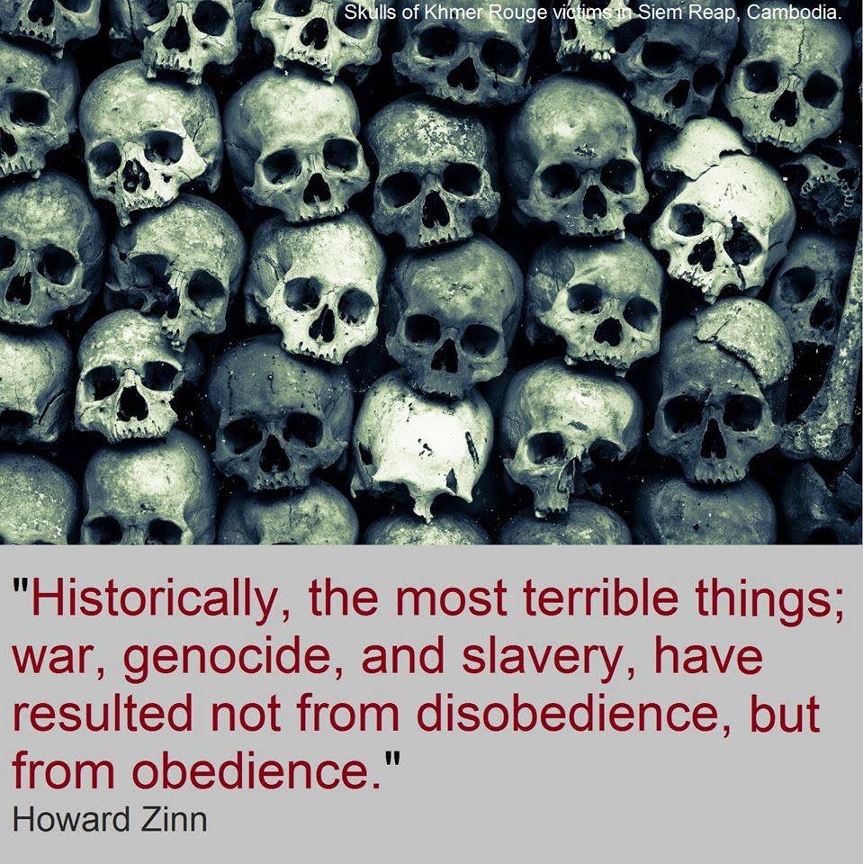 Crazy liberals Howard Zinn on genocide following obedience
