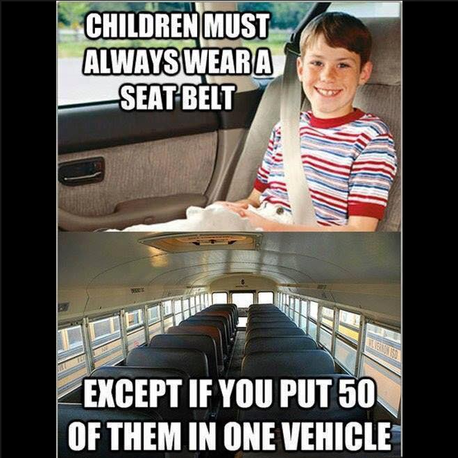 Crazy liberals seat belt rules for cars buses kids