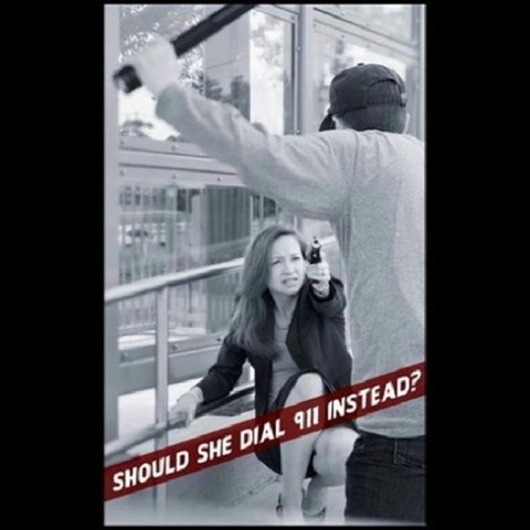 Dailing 911 or using gun when attacked