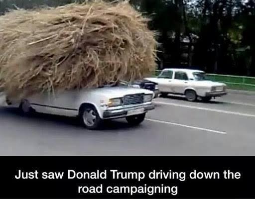 Donald Trump campaigning on road