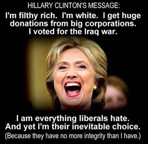 Hillary everything liberals hate but she's their candidate