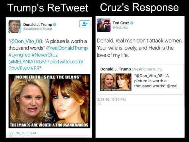 Ted Cruz classy response to Trump attack wife