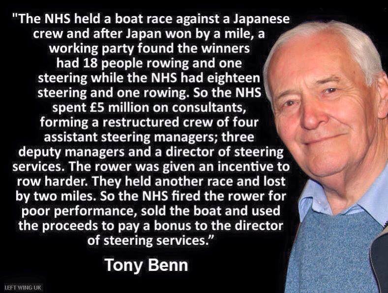 Tony Benn's NHS rowing analogy