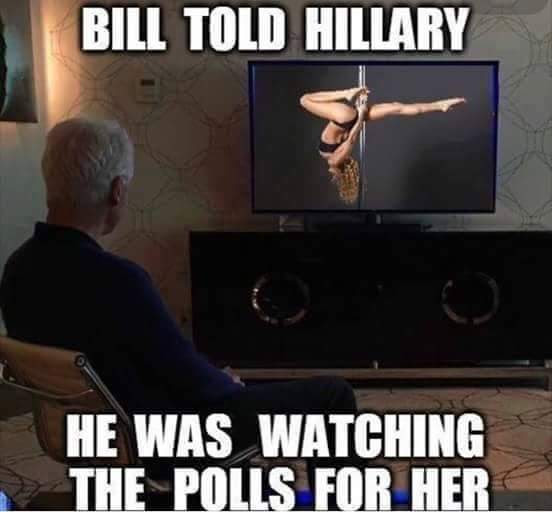 Hillary and Bill Clinton watching polls