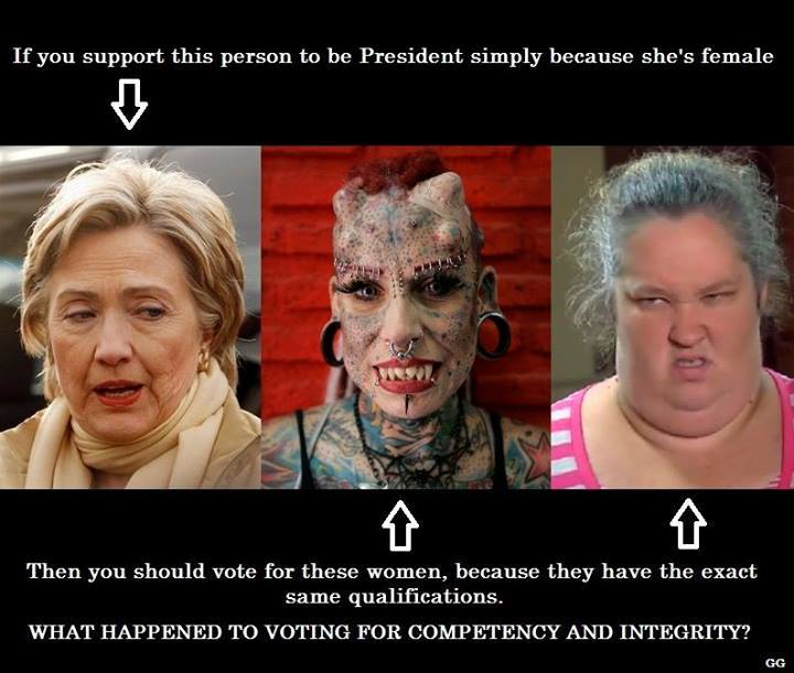 Hillary as qualified as next weird or stupid woman