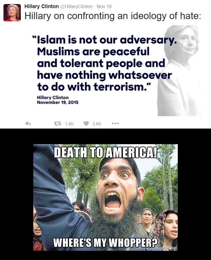 Hillary stupid about Muslim violence