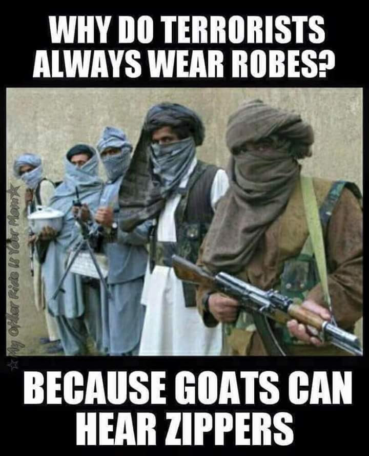 Silly terrorist robes goats zippers
