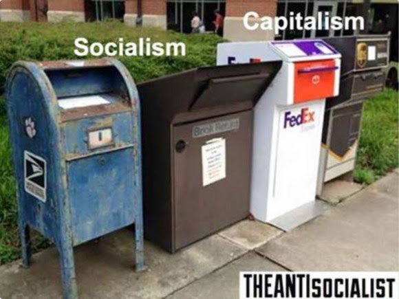 Socialism capitalism mailbox FedEx UPS