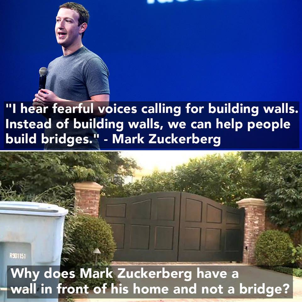 Stupid liberals Mark Zuckerberg and his personal wall