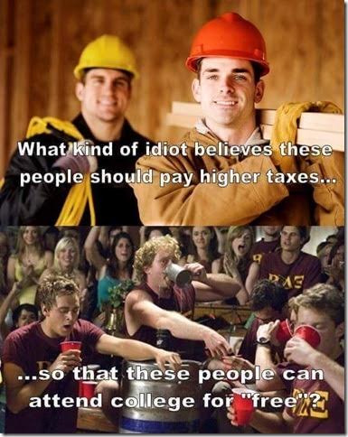 Stupid liberals workers pay college slackers