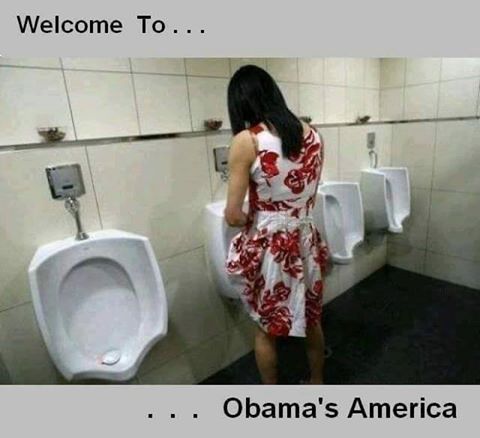 Bathroom lady at urinal