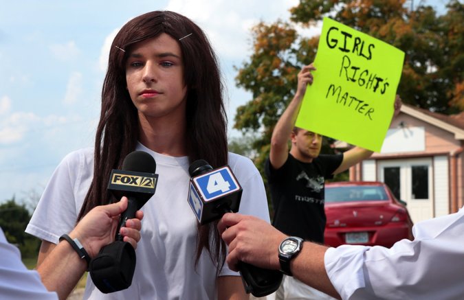 Boy in long wig