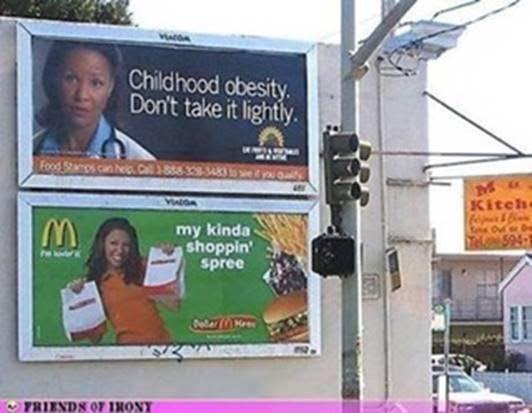 Silly signs for healthy eating and McDonalds