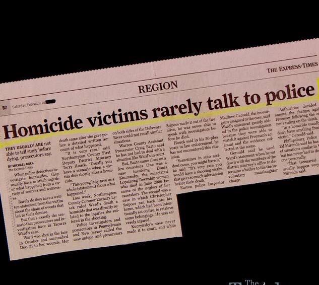 Silly talking homicide victims