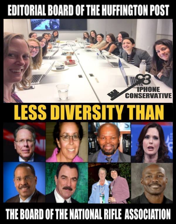 Stupid liberals HuffPo less diversity than NRA