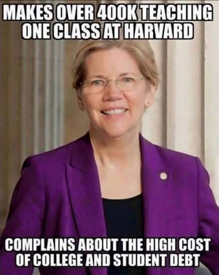 Stupid liberals Warren paid huge amount for teaching complains about costs