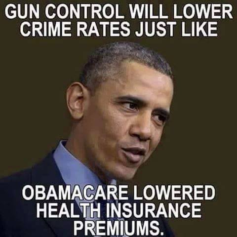 Gun lower crime like Obamacare lowered insurance rates