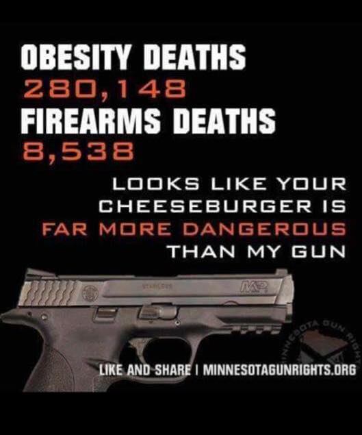 Guns dangerous cheeseburgers