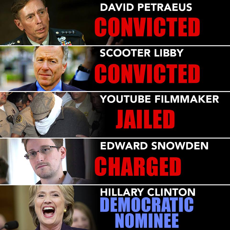 Democrats Hillary walks others jailed