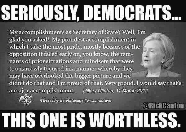 Hillary on her accomplishments